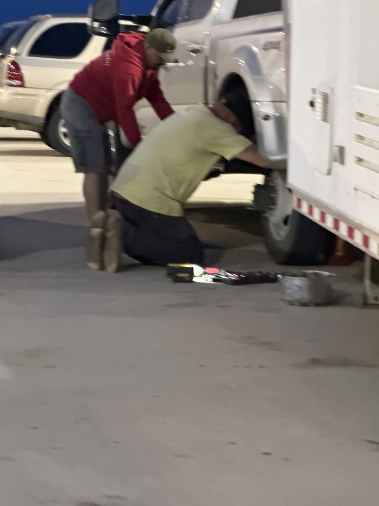 Roadside service call at night